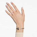 PULSERA SWAROVSKI SWAN CISNE, NEGRO, BAÑO DE RUTENIO, TALLA M