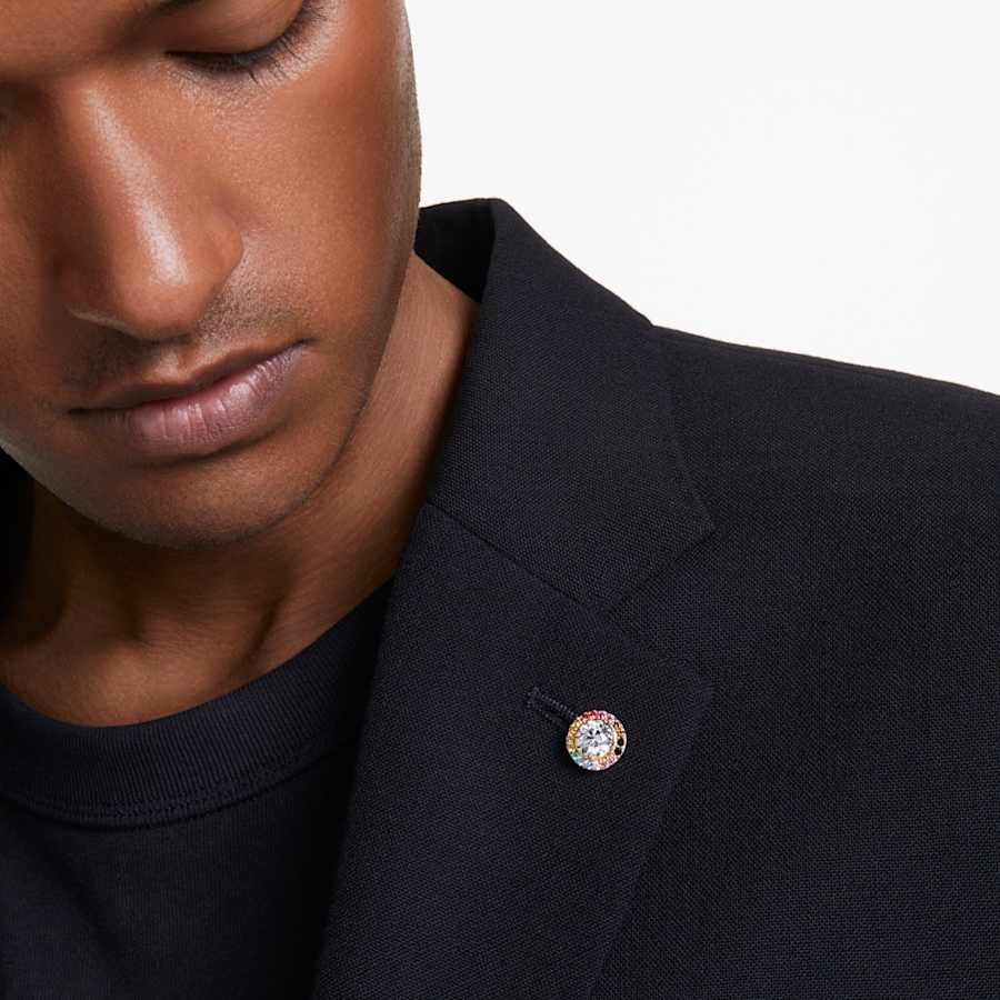 BROCHE SWAROVSKI MATRIX TALLA REDONDA, MULTICOLOR, BAÑO TONO ORO