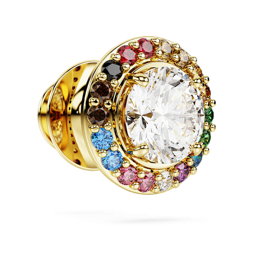 BROCHE SWAROVSKI MATRIX TALLA REDONDA, MULTICOLOR, BAÑO TONO ORO