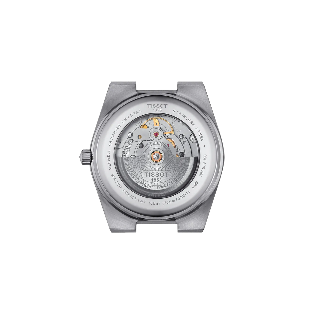 RELOJ TISSOT PRX, AUTOMCÁTICO, ESFERA VERDE, BRAZALETE DE ACERO, FECHA, 40 MM