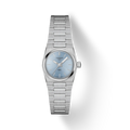 RELOJ TISSOT PRX, CUARZO, ESFERA CELESTE, BRAZALETE DE ACERO, 25 MM