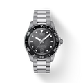RELOJ TISSOT SEASTAR 1000, AUTOMCÁTICO, ESFERA NEGRA, BRAZALETE DE ACERO, FECHA, 40 MM