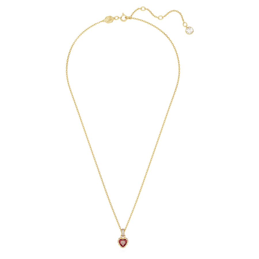 COLLAR SWAROVSKI CHROMA, CORAZCÓN, ROJO, BAÑO TONO ORO