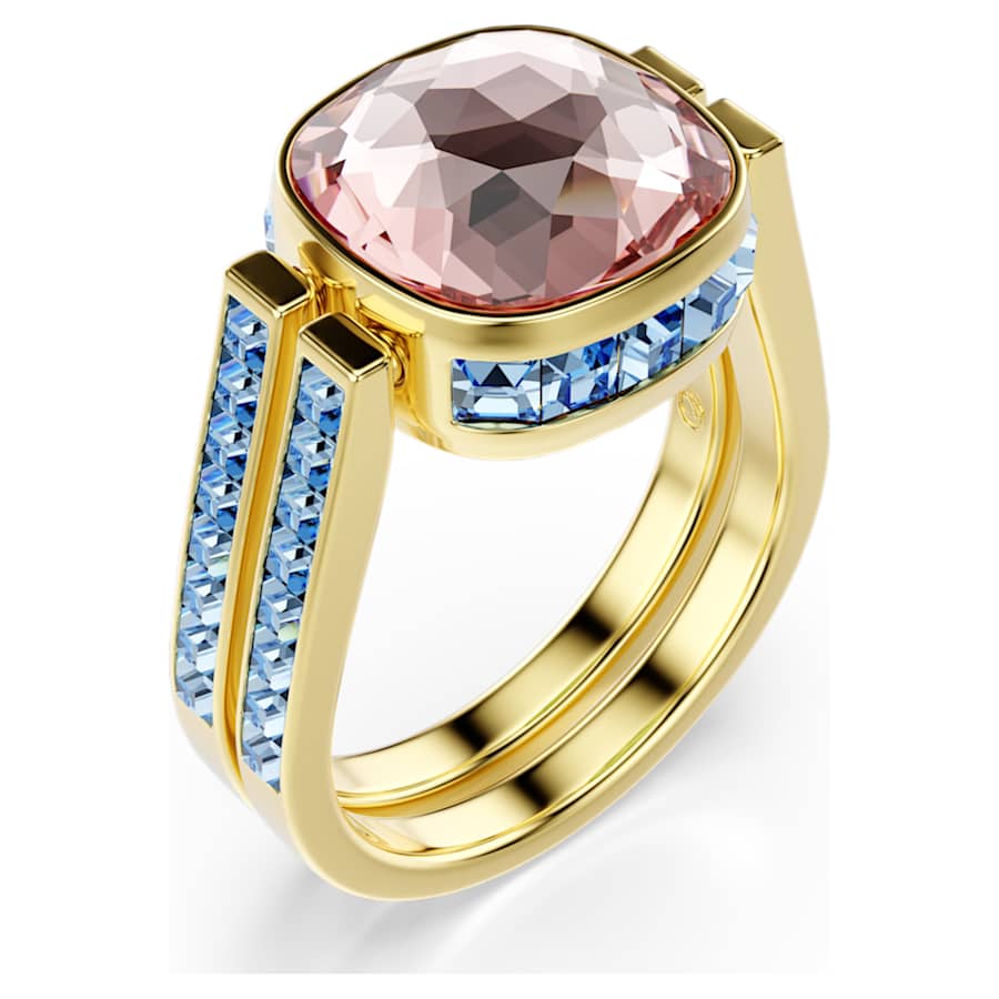 ANILLO SWAROVSKI CHROMA TALLA CUSHION, MULTICOLOR, BAÑO TONO ORO, TALLA 55