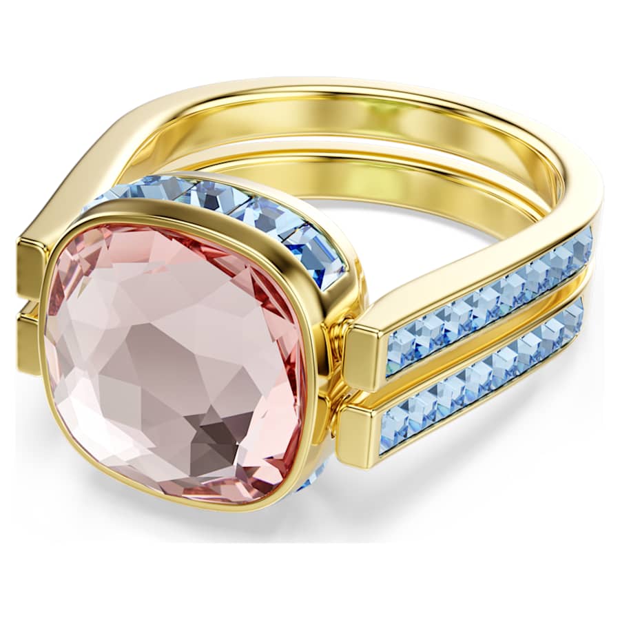 ANILLO SWAROVSKI CHROMA TALLA CUSHION, MULTICOLOR, BAÑO TONO ORO, TALLA 55