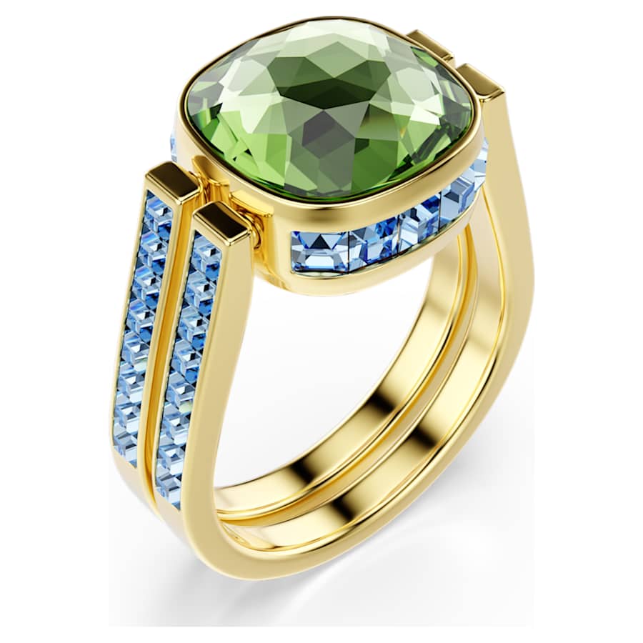 ANILLO SWAROVSKI CHROMA TALLA CUSHION, MULTICOLOR, BAÑO TONO ORO, TALLA 55