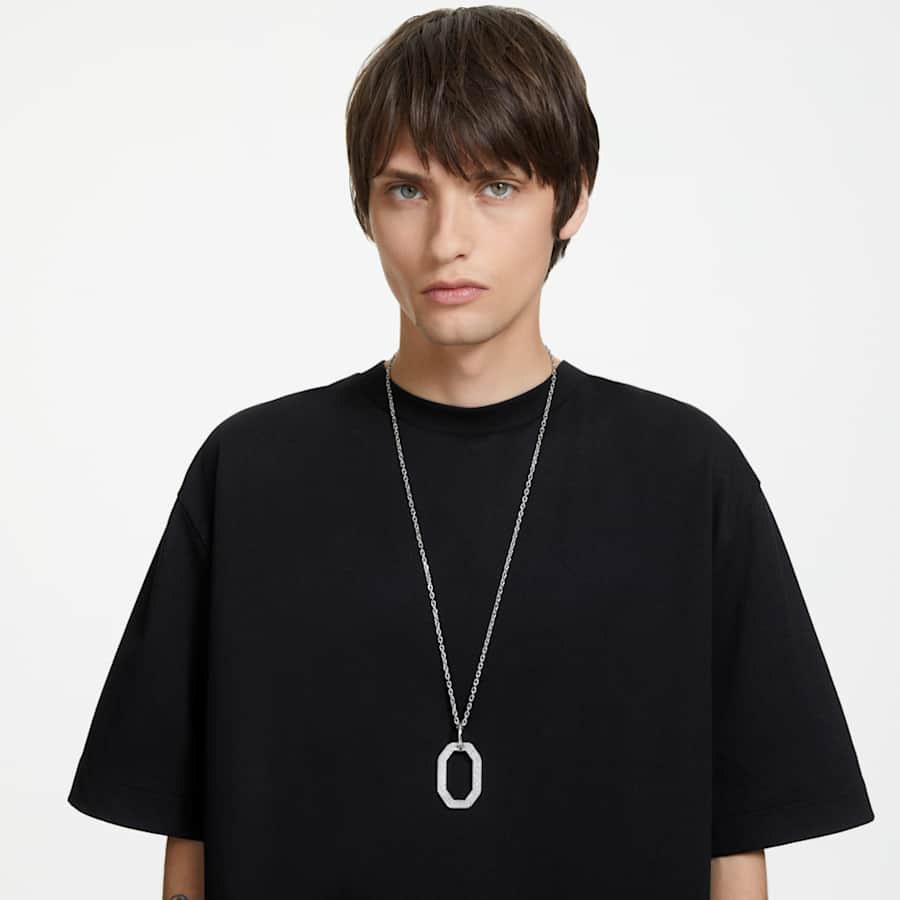 COLLAR SWAROVSKI DEXTERA FORMA OCTAGONAL, MEDIANO, BLANCO, BAÑO DE RODIO