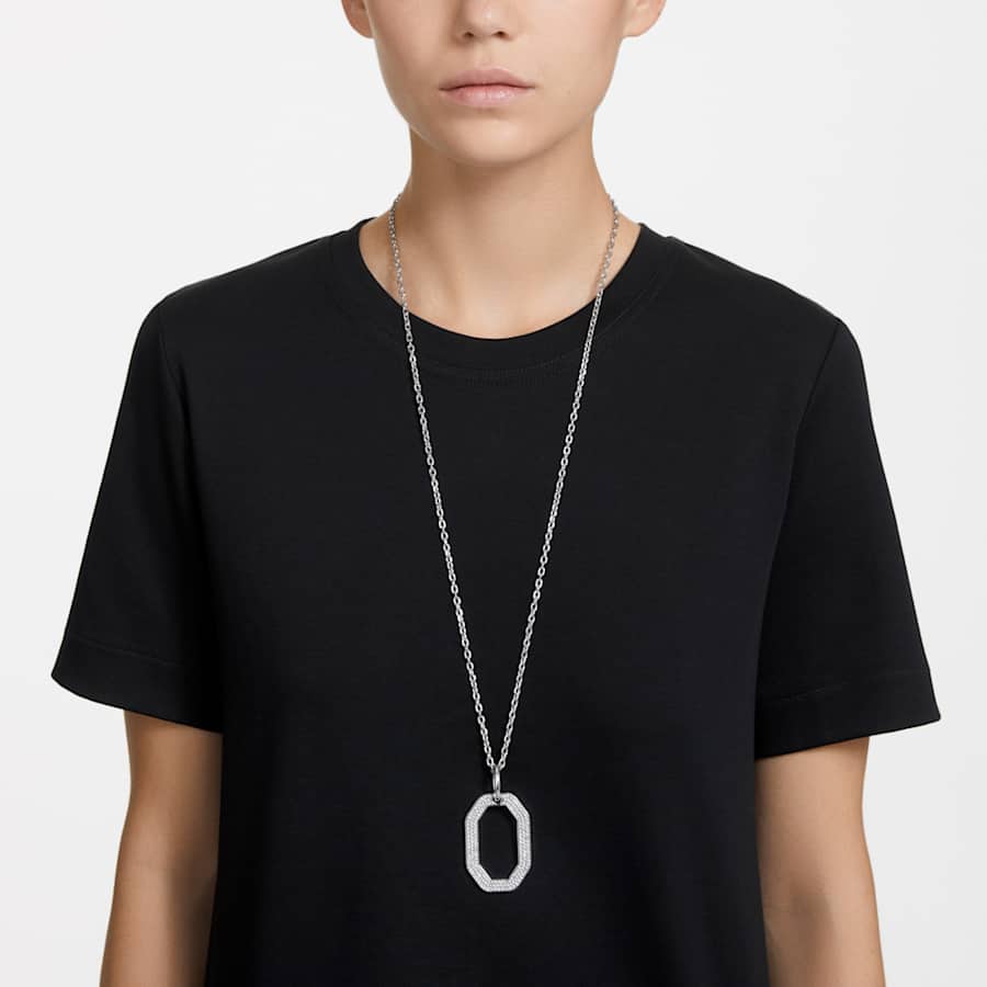 COLLAR SWAROVSKI DEXTERA FORMA OCTAGONAL, MEDIANO, BLANCO, BAÑO DE RODIO