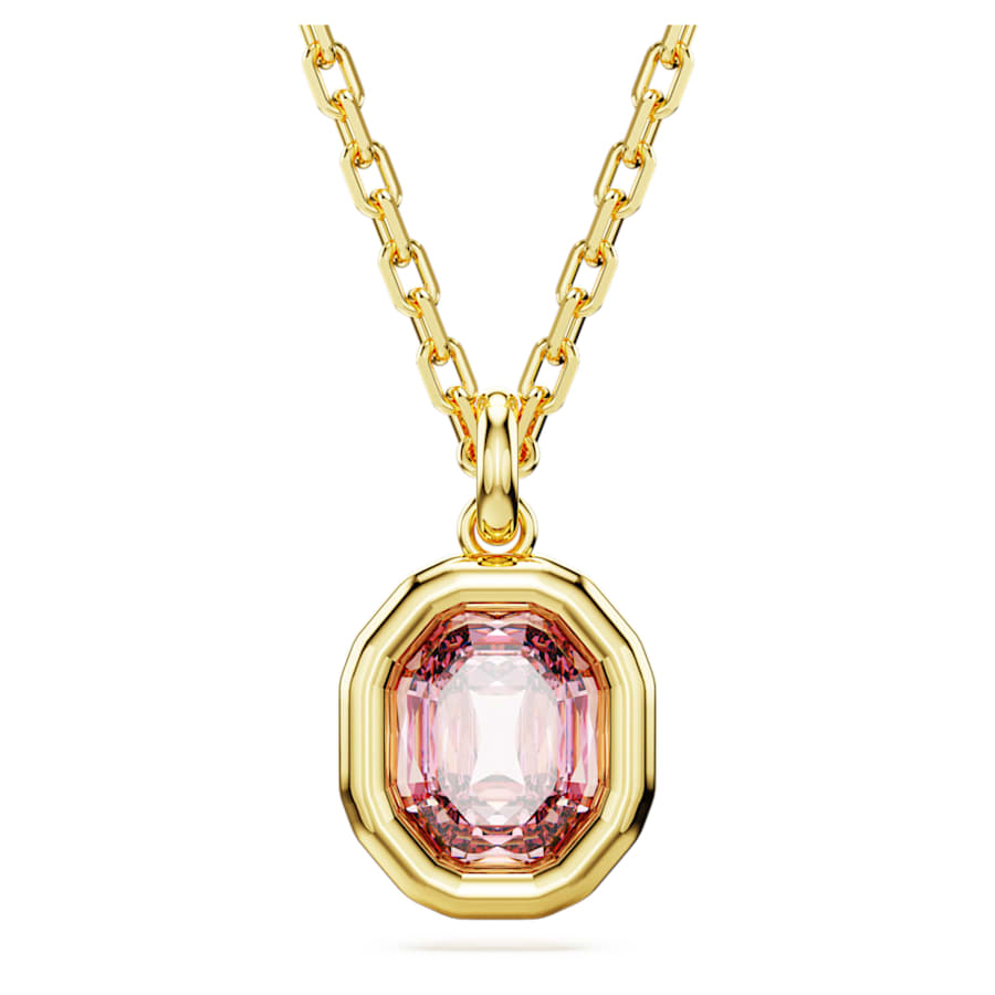 COLLAR SWAROVSKI IMBER, DISEÑO PENDIENTE, ROSA, BAÑO TONO ORO
