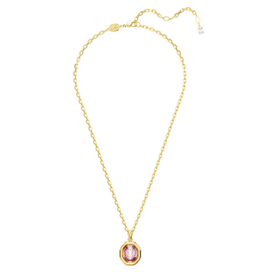 COLLAR SWAROVSKI IMBER, DISEÑO PENDIENTE, ROSA, BAÑO TONO ORO