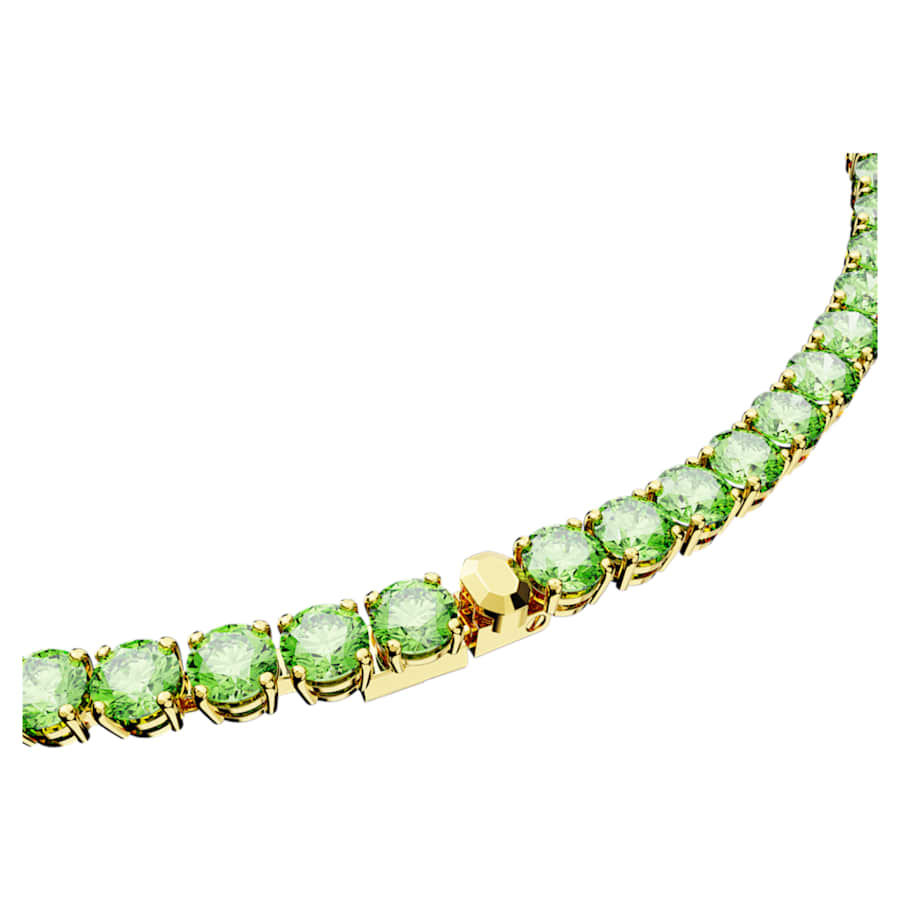 COLLAR SWAROVSKI MATRIX TENNIS TALLA REDONDA, MEDIO, VERDE, BAÑO TONO ORO