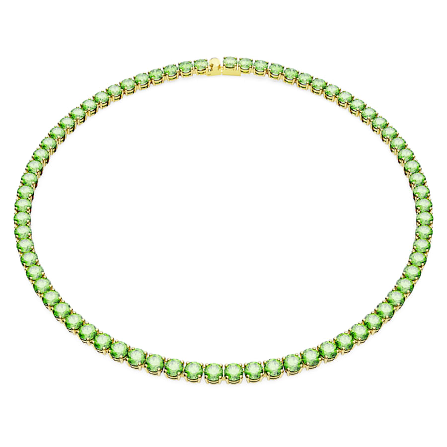 COLLAR SWAROVSKI MATRIX TENNIS TALLA REDONDA, MEDIO, VERDE, BAÑO TONO ORO