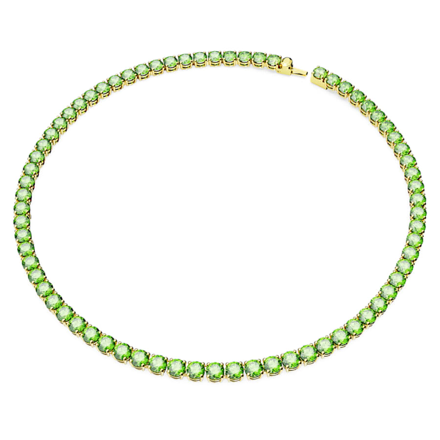 COLLAR SWAROVSKI MATRIX TENNIS TALLA REDONDA, MEDIO, VERDE, BAÑO TONO ORO