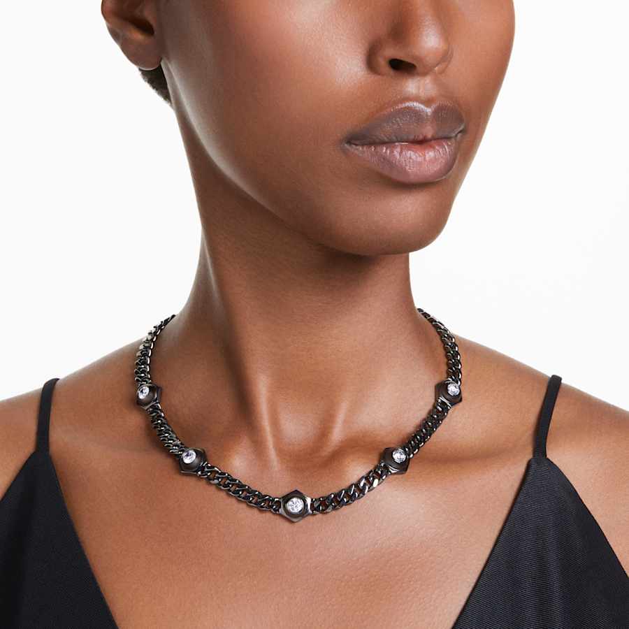 COLLAR SWAROVSKI NUMINA TALLA REDONDA, BLANCO, BAÑO DE RUTENIO