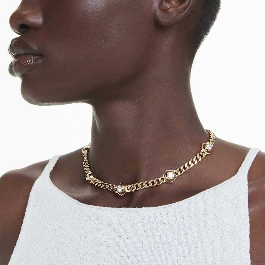 COLLAR SWAROVSKI NUMINA TALLA REDONDA, BLANCO, BAÑO TONO ORO