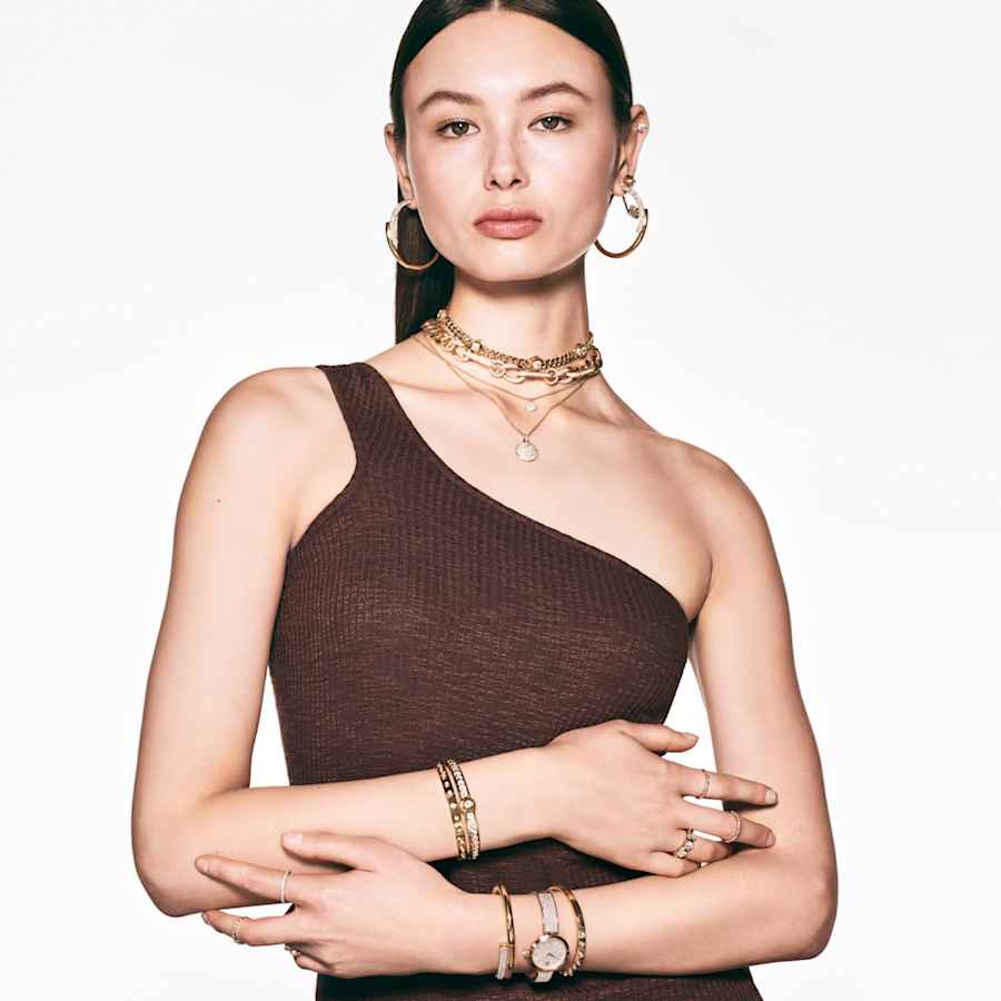 COLLAR SWAROVSKI NUMINA TALLA REDONDA, BLANCO, BAÑO TONO ORO