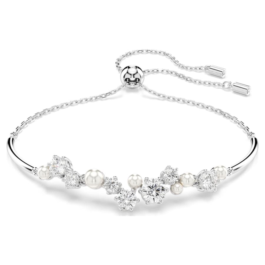 PULSERA SWAROVSKI CONSTELLA CRYSTAL PEARL, TALLAS REDONDAS, BLANCO, BAÑO DE RODIO