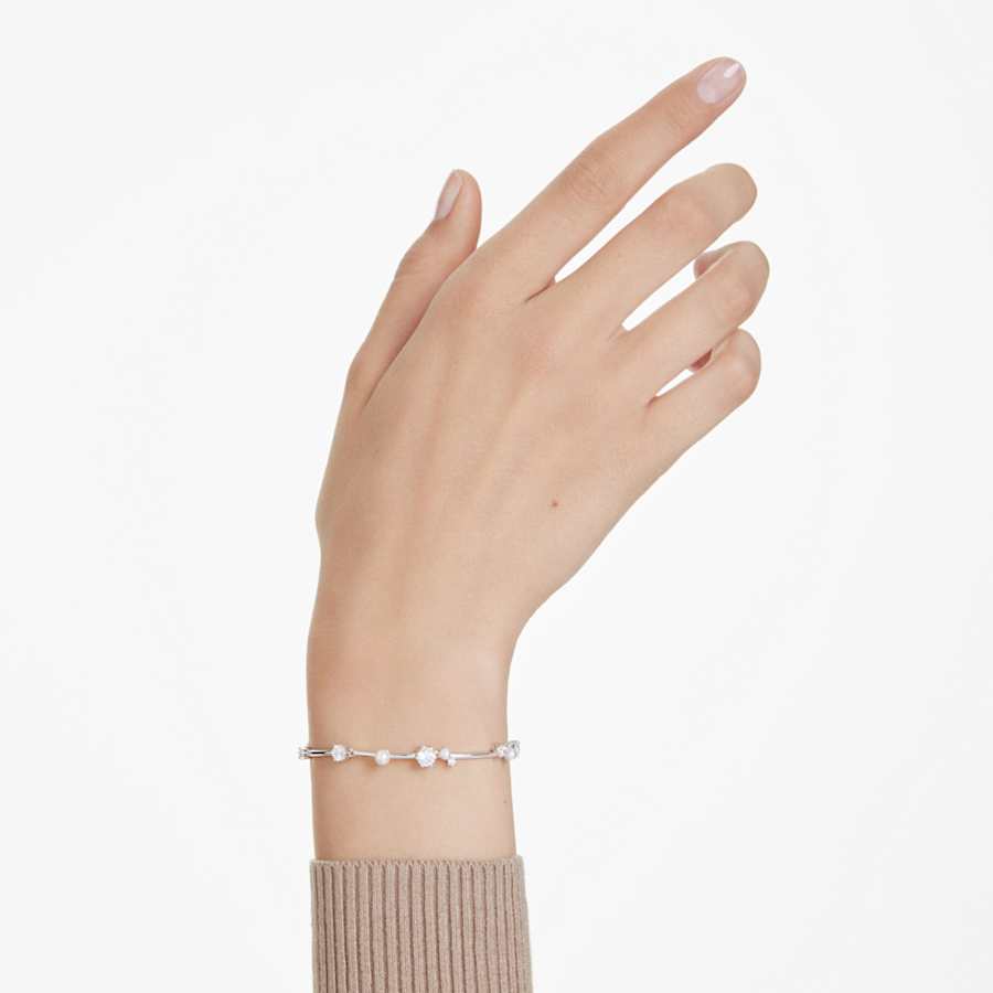 PULSERA SWAROVSKI TENNIS CONSTELLA CRYSTAL PEARL, TALLAS REDONDAS, BLANCA, BAÑO DE RODIO