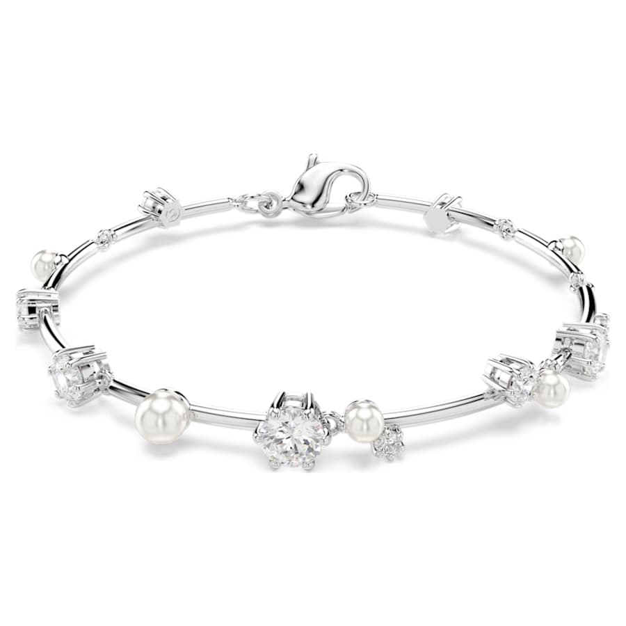 PULSERA SWAROVSKI TENNIS CONSTELLA CRYSTAL PEARL, TALLAS REDONDAS, BLANCA, BAÑO DE RODIO