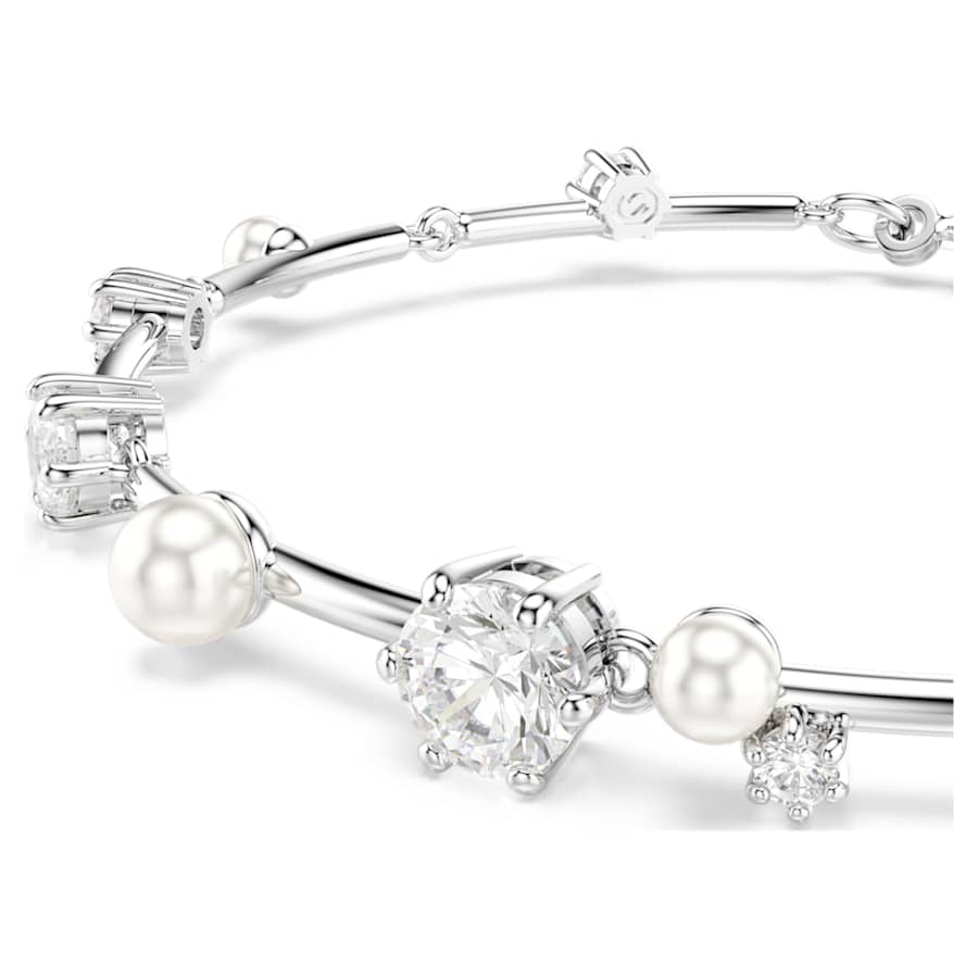 PULSERA SWAROVSKI TENNIS CONSTELLA CRYSTAL PEARL, TALLAS REDONDAS, BLANCA, BAÑO DE RODIO