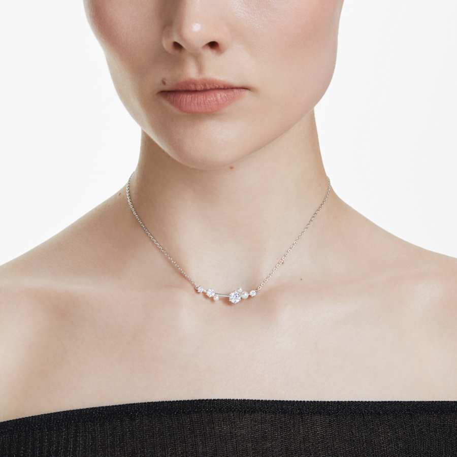 COLLAR SWAROVSKI CONSTELLA CRYSTAL PEARL, TALLAS REDONDAS, BLANCO, BAÑO DE RODIO