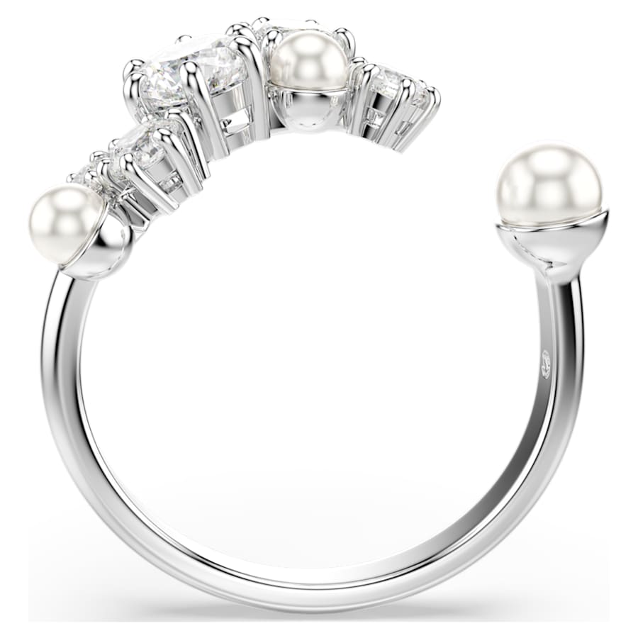 ANILLO SWAROVSKI  CONSTELLA CRYSTAL PEARL ABIERTO, TALLAS REDONDAS, BLANCO, BAÑO DE RODIO, TALLA 52