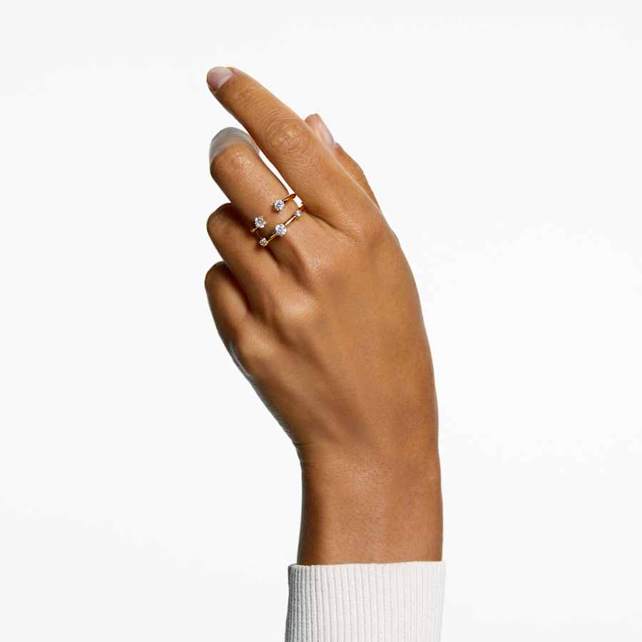 ANILLO SWAROVSKI CONSTELLA CONJUNTO (2), TALLA REDONDA, BLANCO, BAÑO TONO ORO