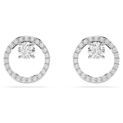 ARETES SWAROVSKI CONSTELLA, TALLA REDONDA, STUD CRYSTAL, BLANCO, BAÑO DE RODIO