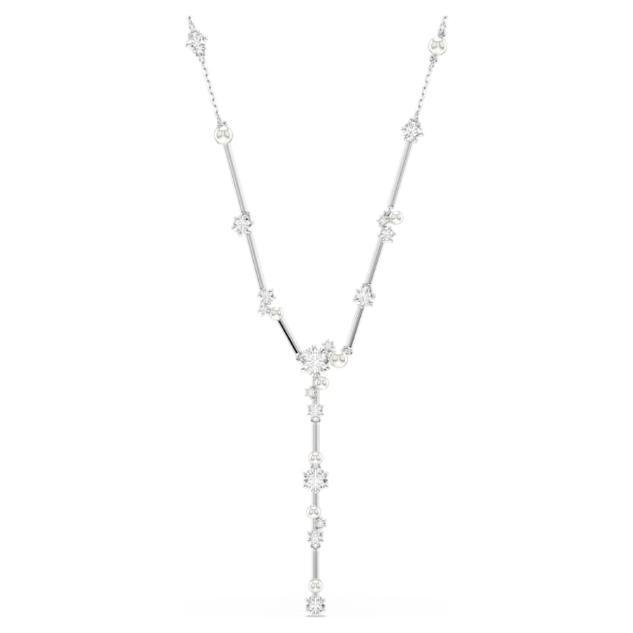 COLLAR SWAROVSKI EN Y CONSTELLA CRYSTAL PEARL, TALLAS REDONDAS, BLANCO, BAÑO DE RODIO