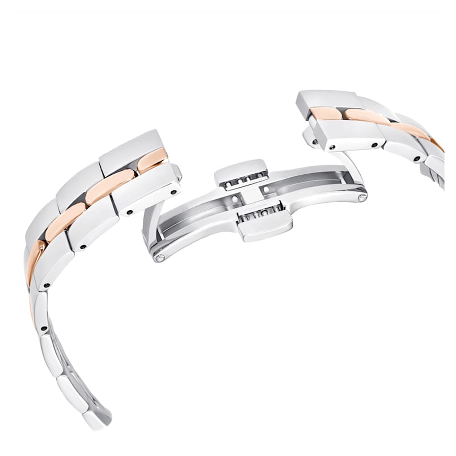 RELOJ SWAROVSKI BRAZALETE DE ACERO INOXIDABLE COMBINADO PVD TONO ORO, ESFERA DE CRISTALES, MOVIMIENTO CUARZO, CAJA 40 MM, MUJER