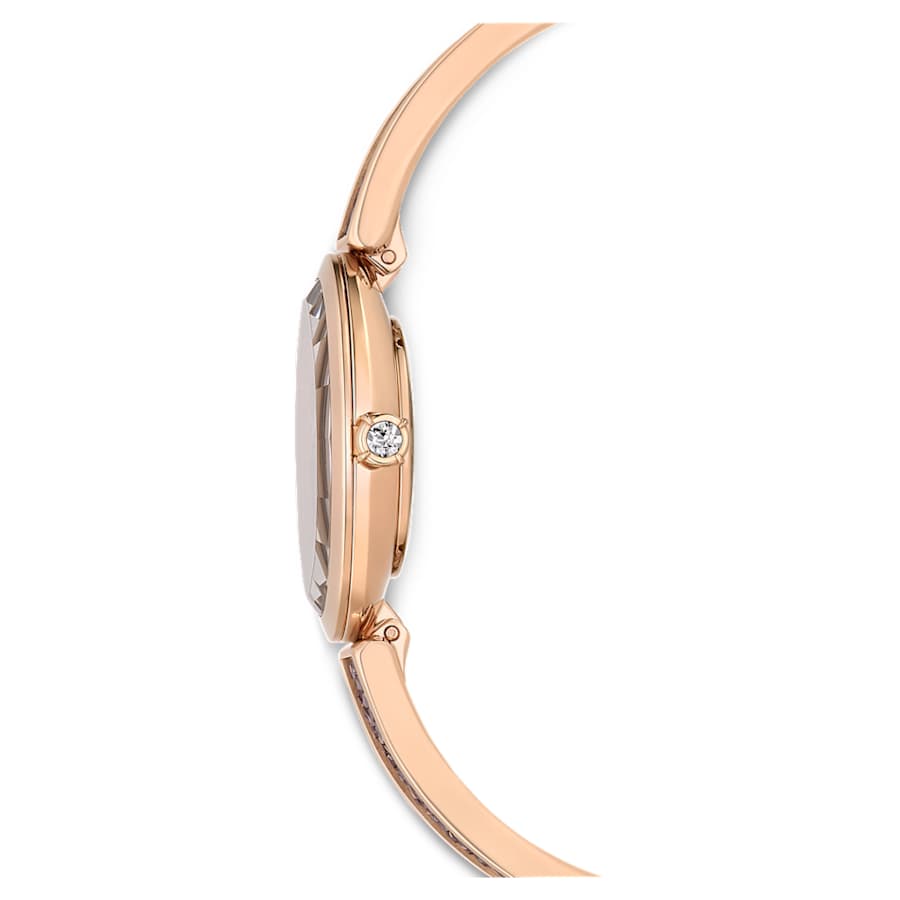 RELOJ SWAROVSKI CRYSTAL ROCK OVAL, BRAZALETE DE ACERO PVD ORO ROSA, ESFERA CAFÉ, CUARZO