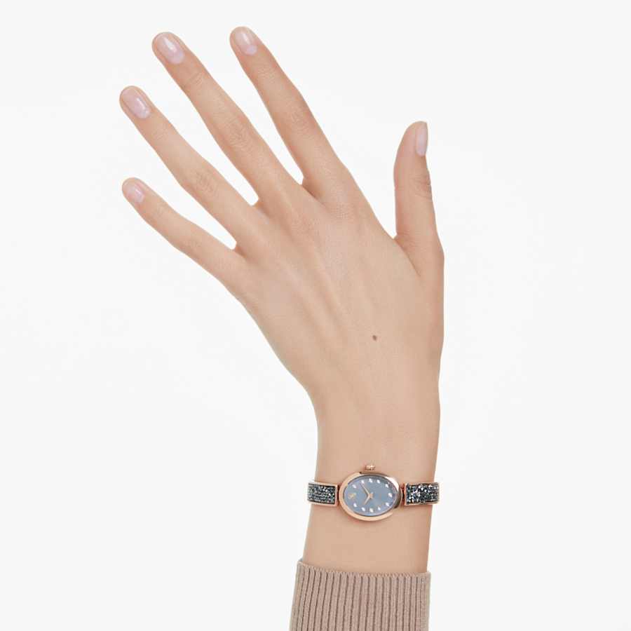 RELOJ SWAROVSKI CRYSTAL ROCK OVAL BRAZALETE DE ACERO INOXIDABLE PVD ORO ROSA, ESFERA GRIS, MOVIMIENTO CUARZO, CAJA 26 MM, MUJER