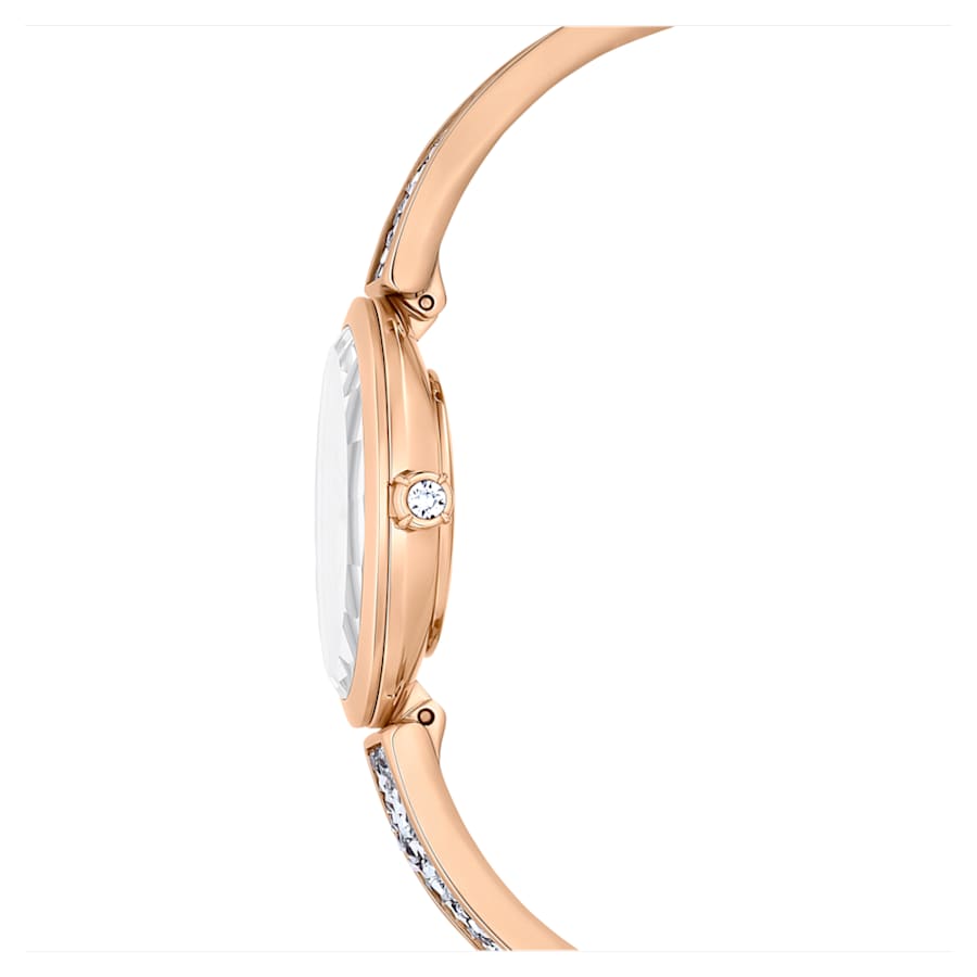 RELOJ SWAROVSKI CRYSTAL ROCK OVAL BRAZALETE DE ACERO INOXIDABLE PVD ORO ROSA, ESFERA GRIS, MOVIMIENTO CUARZO, CAJA 29 X 26 MM, MUJER