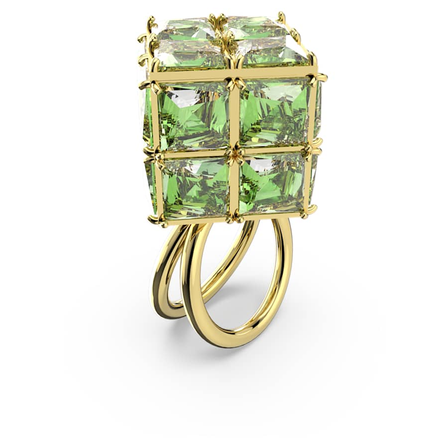 ANILLO SWAROVSKI CURIOSA TALLA CUADRADA, VERDE, BAÑO TONO ORO, TALLA 58