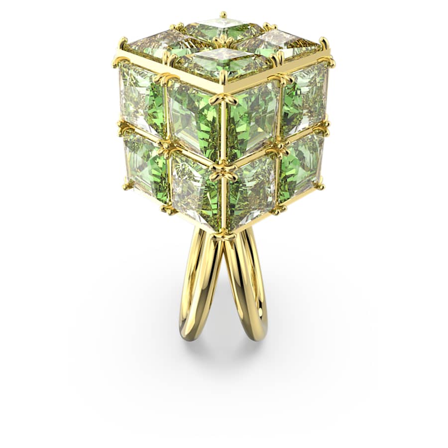 ANILLO SWAROVSKI CURIOSA TALLA CUADRADA, VERDE, BAÑO TONO ORO, TALLA 58