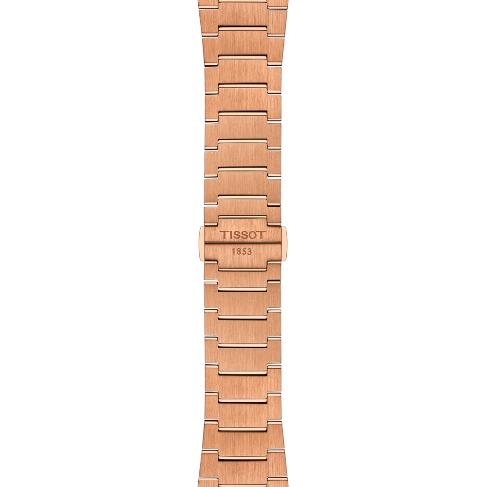 RELOJ TISSOT PRX, AUTOMCÁTICO, ESFERA AZUL, BRAZALETE PVD TONO ROSA, FECHA, 40 MM