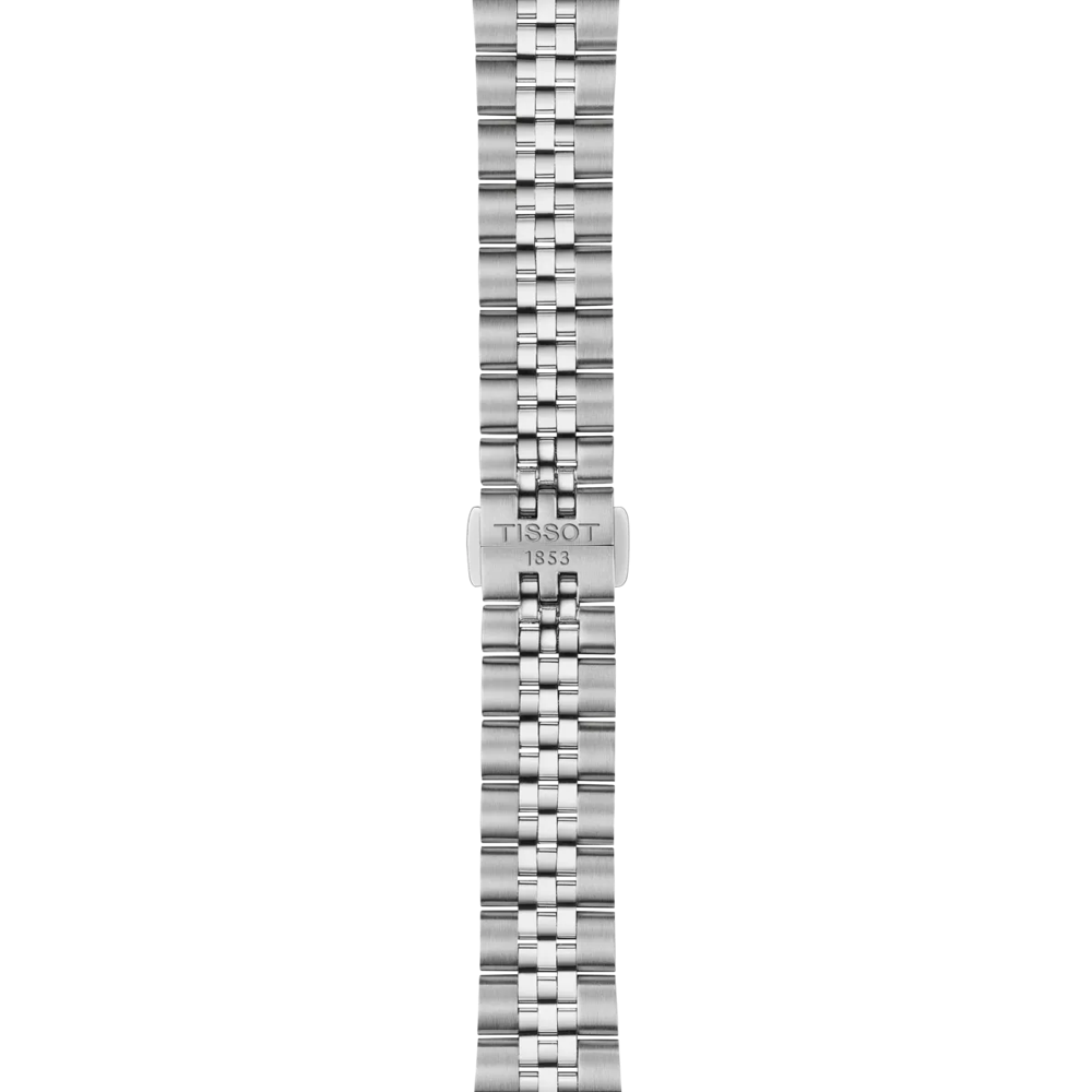 RELOJ TISSOT BALLADE, CUARZO, ESFERA CELESTE, BRAZALETE DE ACERO, FECHA, 34 MM