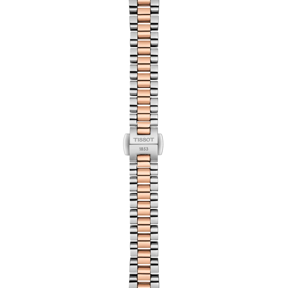 RELOJ TISSOT DESIR, CUARZO, ESFERA DE MADRE PERLA, BRAZALETE DE ACERO BICOLOR TONO ROSA, 28 MM