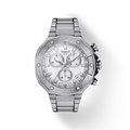 RELOJ TISSOT T-RACE, CUARZO, ESFERA BLANCA, BRAZALETE DE ACERO, CRONCÓGRAFO, 45 MM