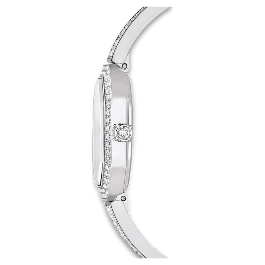 RELOJ SWAROVSKI DEXTERA BANGLE, BRAZALETE DE ACERO INOXIDABLE, ESFERA PLATEADA, MOVIMIENTO CUARZO, CAJA 1 1/4 X 3/4 PULGADAS, MUJER