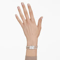 RELOJ SWAROVSKI DEXTERA CHAIN , BRAZALETE DE ACERO INOXIDABLE PVD TONO CHAMPCÁN, ESFERA BLANCA, MOVIMIENTO CUARZO, CAJA 44 X 20 MM, MUJER