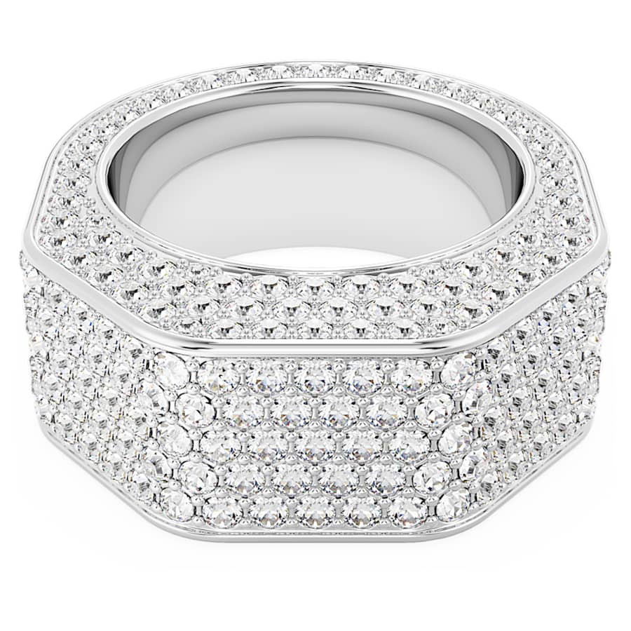 ANILLO SWAROVSKI DEXTERA FORMA OCTAGONAL, BLANCO, BAÑO DE RODIO