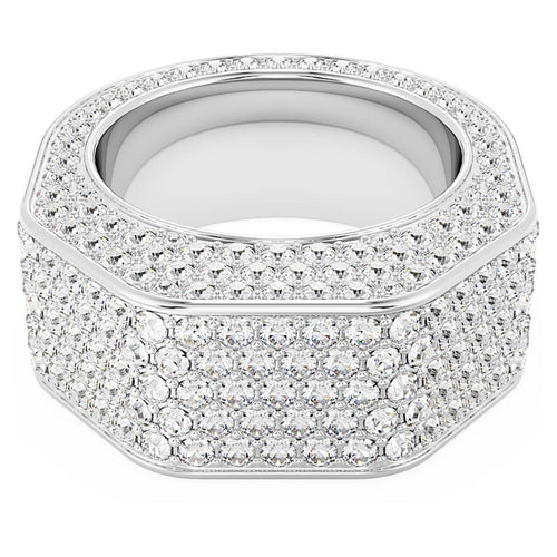 ANILLO SWAROVSKI DEXTERA FORMA OCTAGONAL, BLANCO, BAÑO DE RODIO