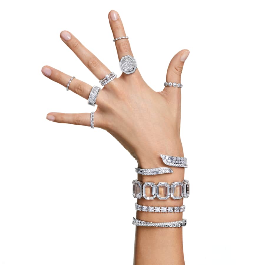 ANILLO SWAROVSKI DEXTERA FORMA OCTAGONAL, BLANCO, BAÑO DE RODIO