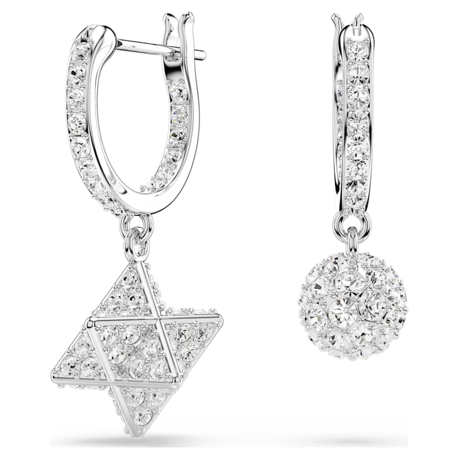 ARETES SWAROVSKI DEXTERA, DISEÑO MINI HOOP ESTRELLA, CRISTAL, BAÑO DE RODIO