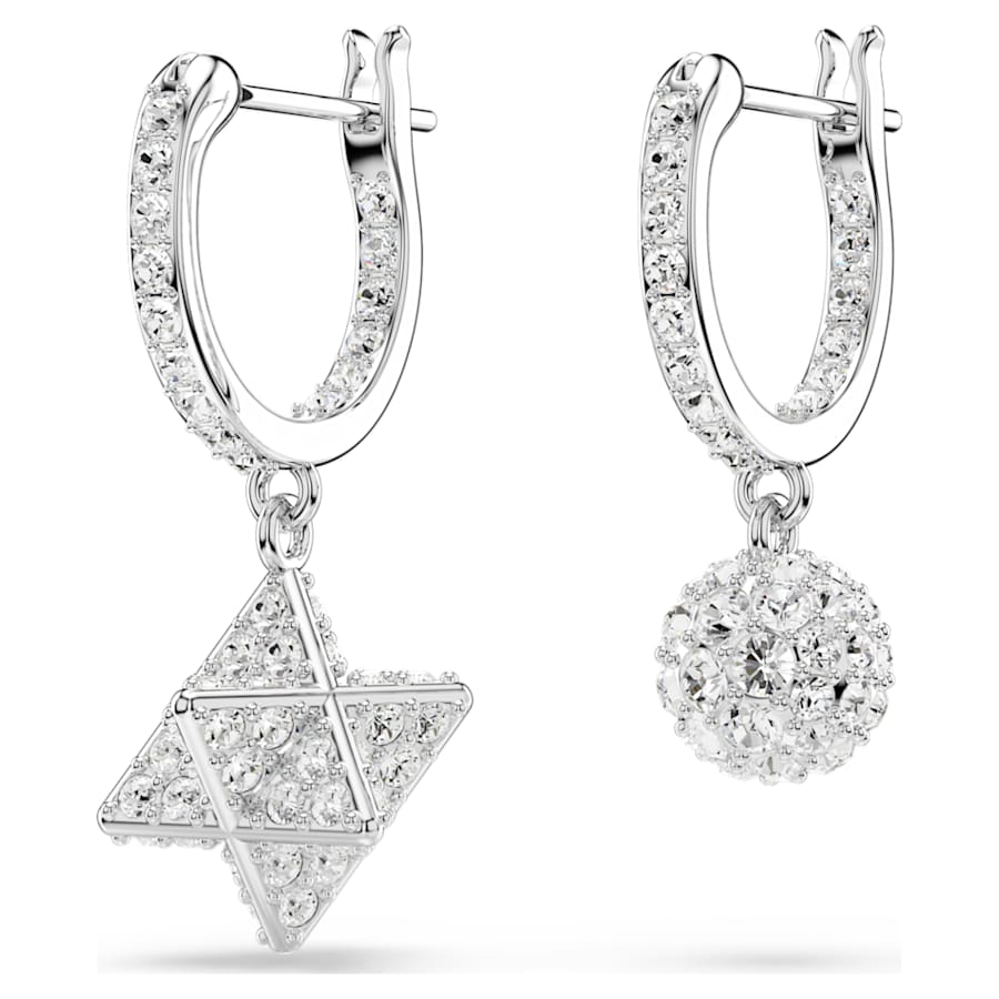ARETES SWAROVSKI DEXTERA, DISEÑO MINI HOOP ESTRELLA, CRISTAL, BAÑO DE RODIO