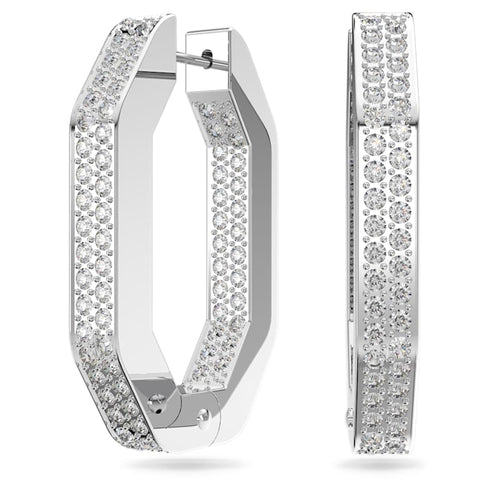ARETES SWAROVSKI DEXTERA FORMA OCTAGONAL, MEDIANOS, BLANCO, BAÑO DE RODIO