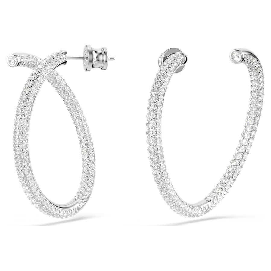 ARETES SWAROVSKI DEXTERA TALLA REDONDA, BLANCO, BAÑO DE RODIO