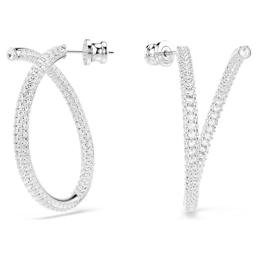 ARETES SWAROVSKI DEXTERA TALLA REDONDA, BLANCO, BAÑO DE RODIO