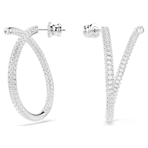 ARETES SWAROVSKI DEXTERA TALLA REDONDA, BLANCO, BAÑO DE RODIO